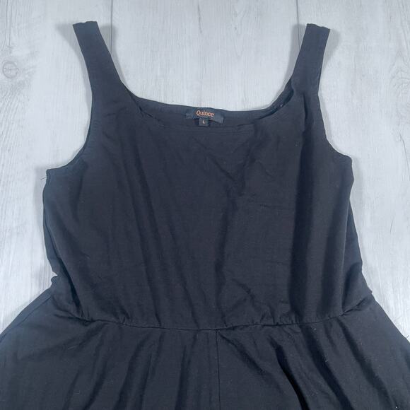 Quince Womens Large Tencel Jersey Fit & Flare Dress Black Basic Sleeveless - Picture 2 of 13